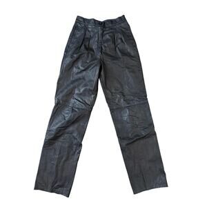 Comint Vintage Argentina Black Leather High Waist 80s Pleated 5/6 US Small